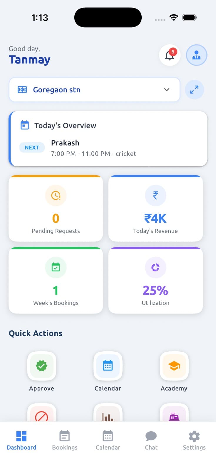 Manager app screen