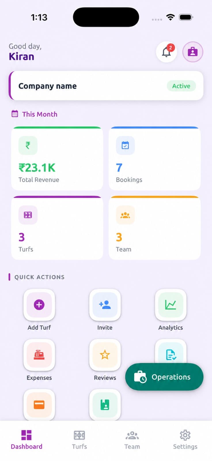 Owner app screen